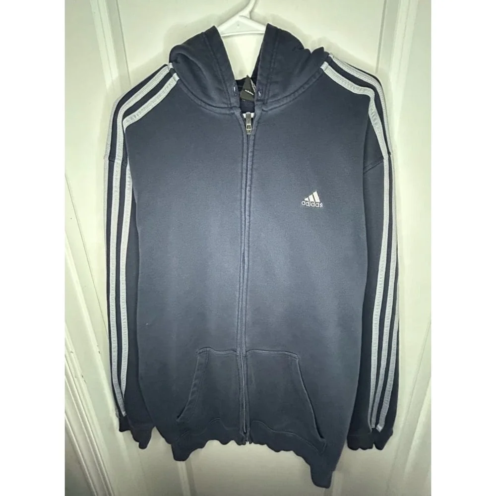 Vintage Y2k Adidas Full Zip Striped Hoodie Jacket Mens Size XL No Flaws‎